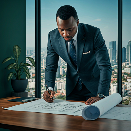 African professional consulting plans in an office